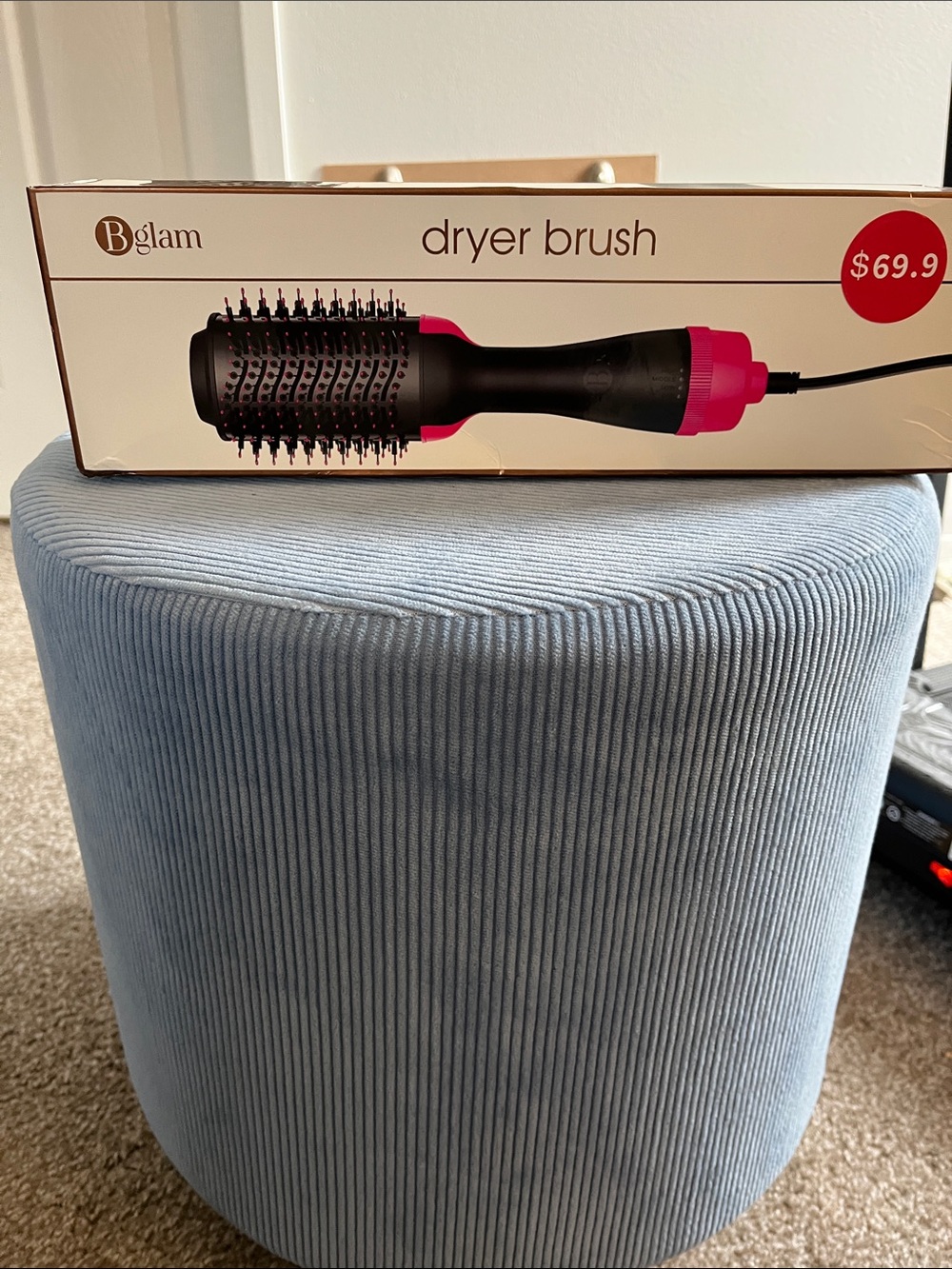 glam Black and Pink Dryer Brush - Hot Air Styling Brush